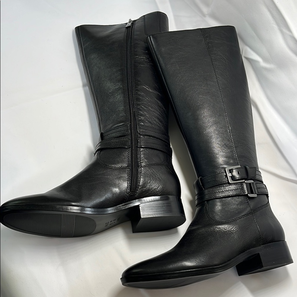 Naturalizer Black Leather Heeled Boots - Picture 1 of 9